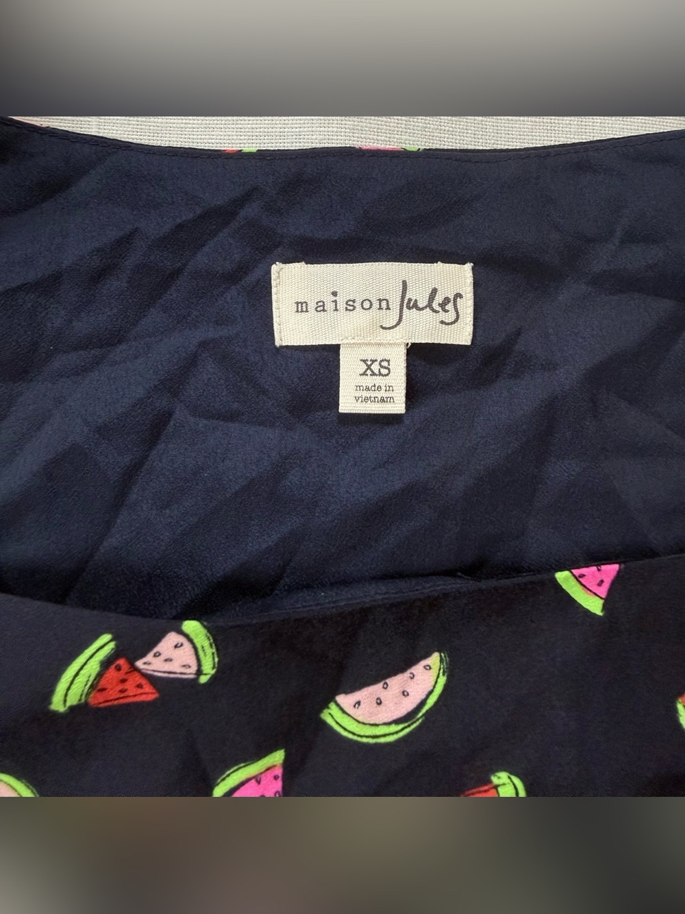 Maison Jules Watermelon Print Sleeveless Tank Top | Navy Summer Blouse XS NWT - Picture 6 of 7